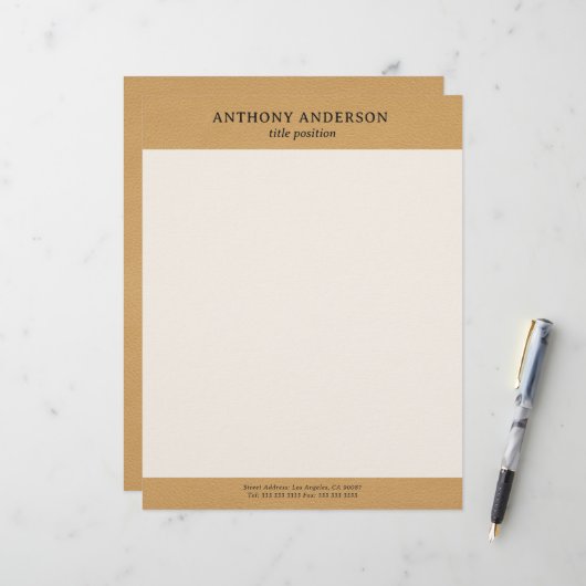 Goldene Kunstleder-Textur-Design Briefbogen (Vorderseite/Rückseite Beispiel)