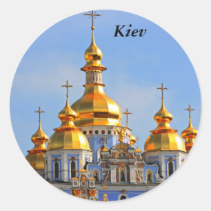 Goldene Kuppeln in der Kathedrale in Kiew, Kiew Runder Aufkleber