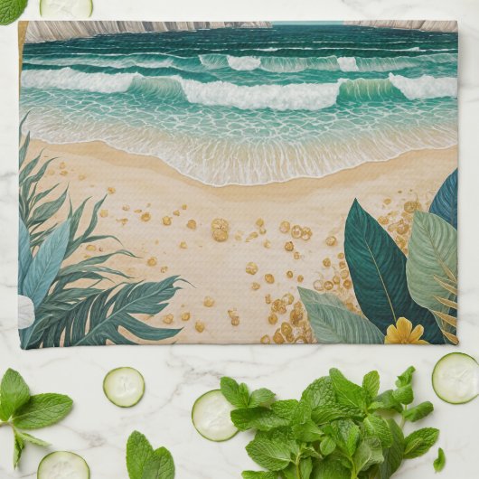 Goldene Küste Geschirrtuch (Gefaltet)