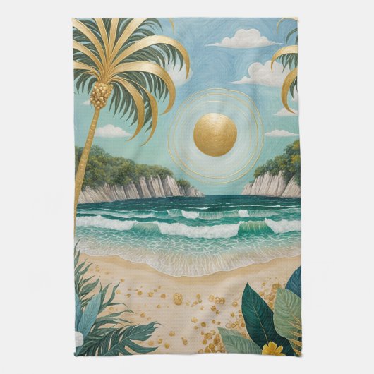 Goldene Küste Geschirrtuch (Vertikal)