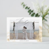 Goldene Küste Zwei Foto Hochzeit Dankeskarte (Stehend Vorderseite)