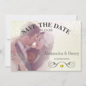 Goldene Lampen auf dem hinteren Foto Save the Date (Vorderseite)