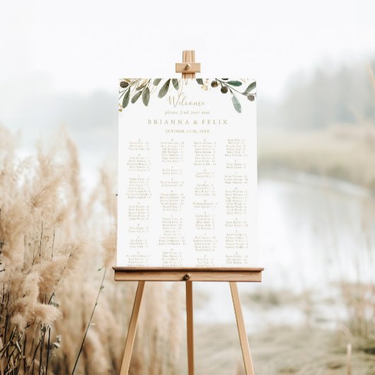 Goldene Landschaft fällt Alphabetische Sitzkarte Poster