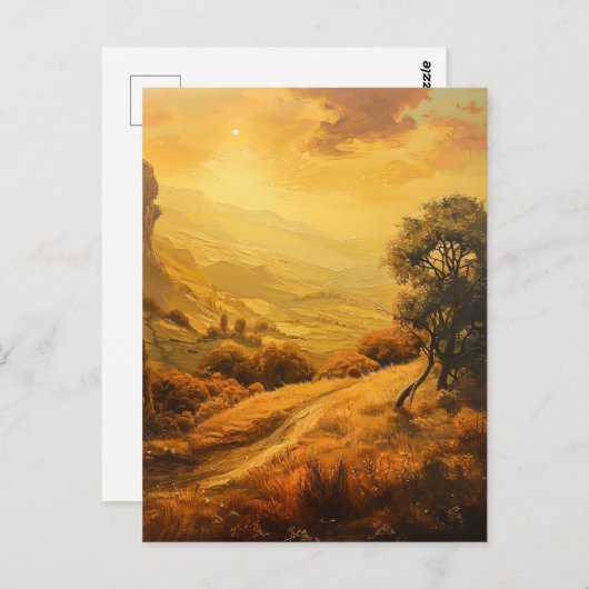 Goldene Landschaft Postkarte (Vorne/Hinten)