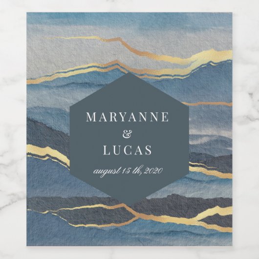 Goldene Landschaft Weinroute Mendrisiotto Weinetikett (Einzelnes Label)