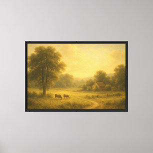 Goldene Landschaftsmalerei im ländlichen Raum Leinwanddruck