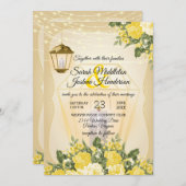 Goldene Lanterns und gelbe Blume Hochzeit Einladung (Vorne/Hinten)