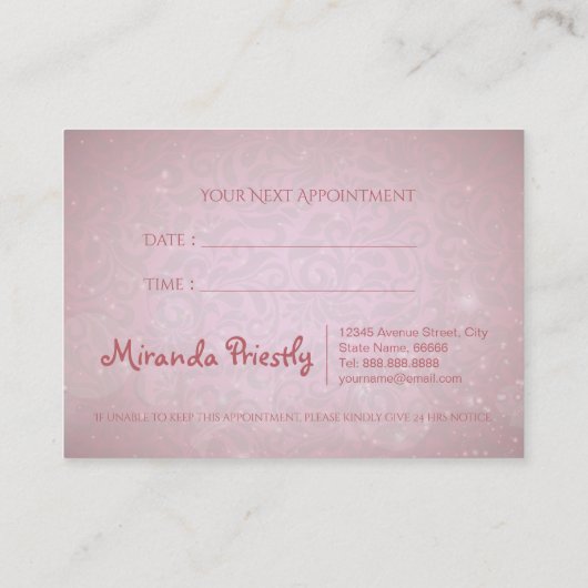 Goldene Lashes Terminkarte (Rückseite)