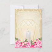 Goldene Laterne und rosa Blütenblätter Einladung (Rückseite)