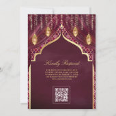 Goldene Laternen-Plumvorhang-Hochzeit Einladung (Rückseite)