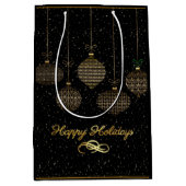 goldene Laternen und Staub über schwarzem Hintergr Mittlere Geschenktüte (Vorderseite)