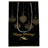 goldene Laternen und Staub über schwarzem Hintergr Mittlere Geschenktüte (Rückseite)