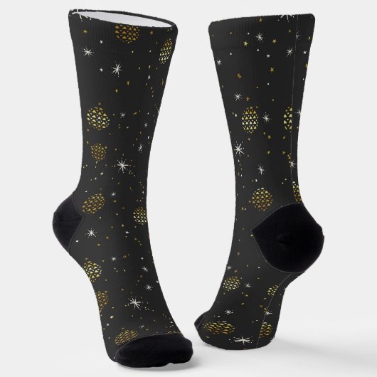 Goldene Laternen und weiße Sterne Socken (Gewinkelt)