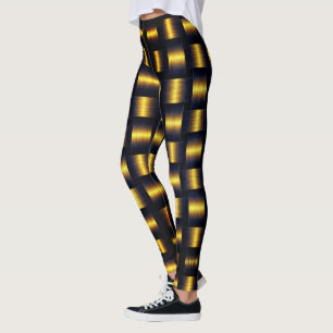 Goldene Lattice Schwarze Gold Leggings