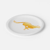 Goldene Laufende Gepard-Silhouette Pappteller (Schrägansicht)