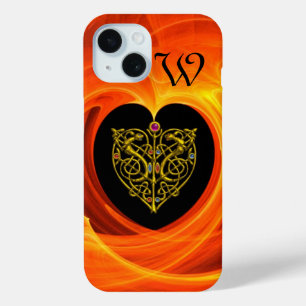 GOLDENE LEAF MIT ZELTISCHEN KNOTEN, schwarz-gelb iPhone 15 Hülle