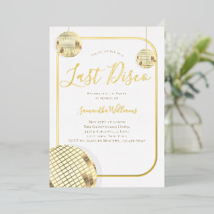 Goldene letzte Disco-Junggesellinnenabschied-Folie Folieneinladung