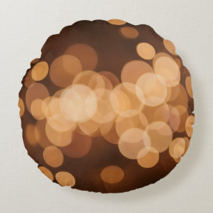 Goldene Leuchtende Abstrakte Bokeh-Lichter Rundes Kissen