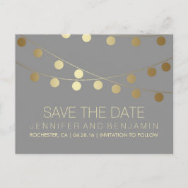 Goldene Leuchtenreihe Save the Date Ankündigungspostkarte