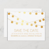 Goldene Leuchtenreihe Save the Date Ankündigungspostkarte (Vorne/Hinten)