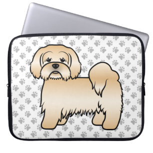 Goldene Lhasa-Apso-Süße-Cartoon-Hund-Illustration Laptopschutzhülle