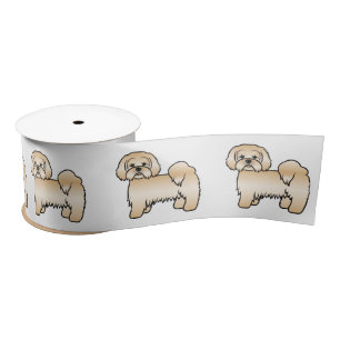 Goldene Lhasa-Apso-Süße-Cartoon-Hund-Illustration Satinband