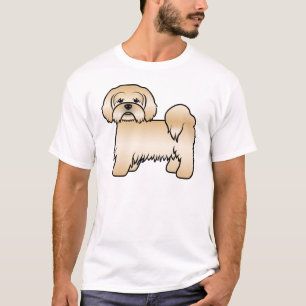 Goldene Lhasa-Apso-Süße-Cartoon-Hund-Illustration T-Shirt