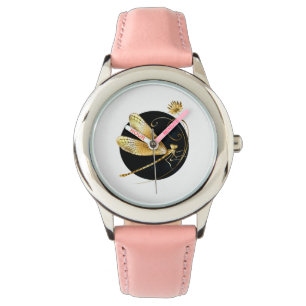 Goldene Libelle Armbanduhr