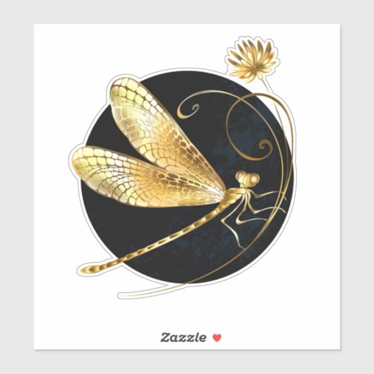 Goldene Libelle Aufkleber (Blatt)