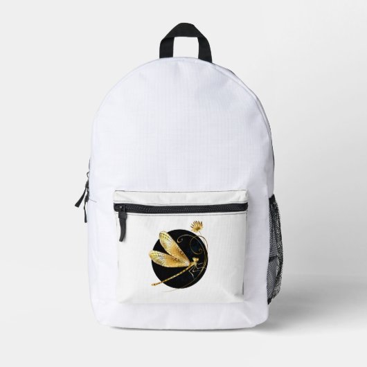 Goldene Libelle Bedruckter Rucksack (Vorderseite)