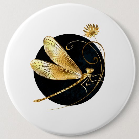 Goldene Libelle Button (Vorderseite)