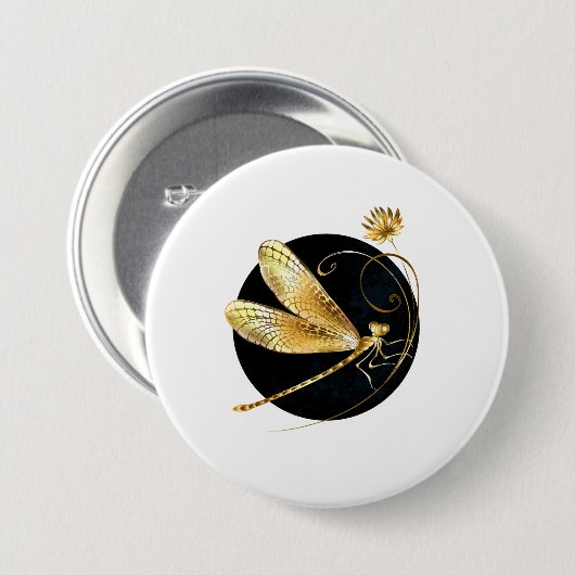 Goldene Libelle Button (Vorne & Hinten)