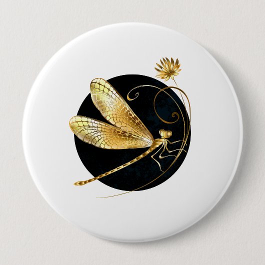 Goldene Libelle Button (Vorderseite)
