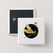 Goldene Libelle Button (Vorne & Hinten)