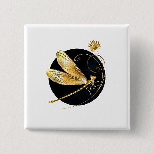 Goldene Libelle Button (Vorderseite)