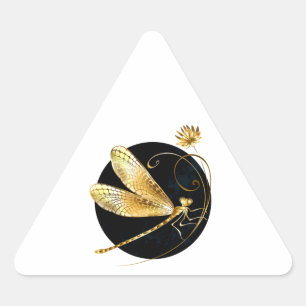 Goldene Libelle Dreieckiger Aufkleber