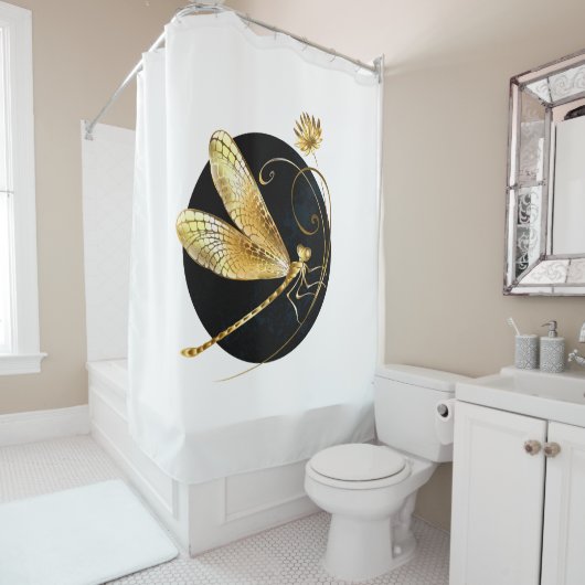 Goldene Libelle Duschvorhang (Beispiel)