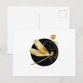 Goldene Libelle Einladungspostkarte (Vorne/Hinten)