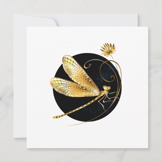 Goldene Libelle Feiertagskarte (Vorderseite)