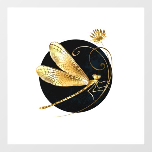 Goldene Libelle Fensteraufkleber (Blatt)