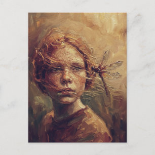 Goldene Libelle Flüstern – Warmer impressionistisc Postkarte