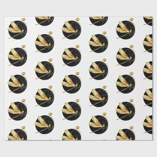 Goldene Libelle Geschenkpapier (Flach)