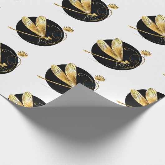 Goldene Libelle Geschenkpapier (Ecke)