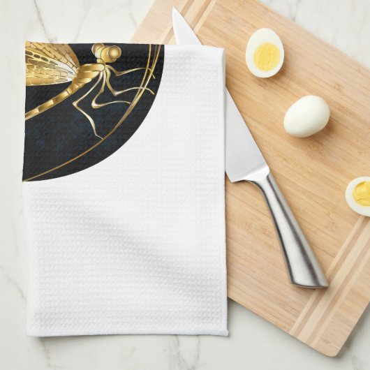 Goldene Libelle Geschirrtuch (Viertel Falte)