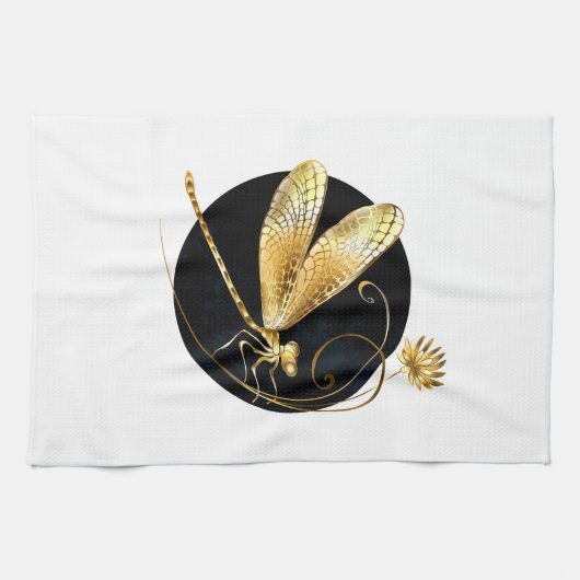 Goldene Libelle Geschirrtuch (Horizontal)
