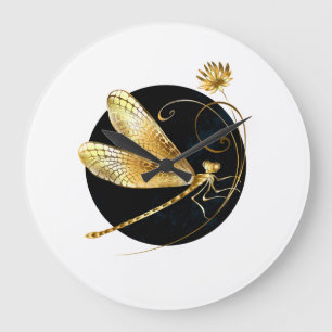 Goldene Libelle Große Wanduhr