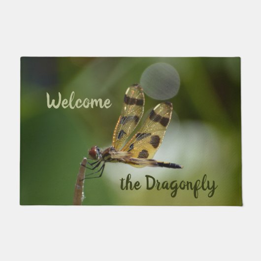 Goldene Libelle Grün willkommen Fußmatte (Vorderseite)