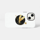 Goldene Libelle im schwarzen Kreis iPhone Hülle (Rückseite (Horizontal))