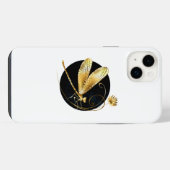 Goldene Libelle im schwarzen Kreis iPhone Hülle (Rückseite (Horizontal))