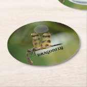 Goldene Libelle, individuell anpassbar grün Runder Pappuntersetzer (Angewinkelt)